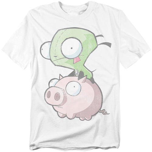 Invader Zim - Gir And Pig - Adult Unisex Short Sleeve T-Shirt - White