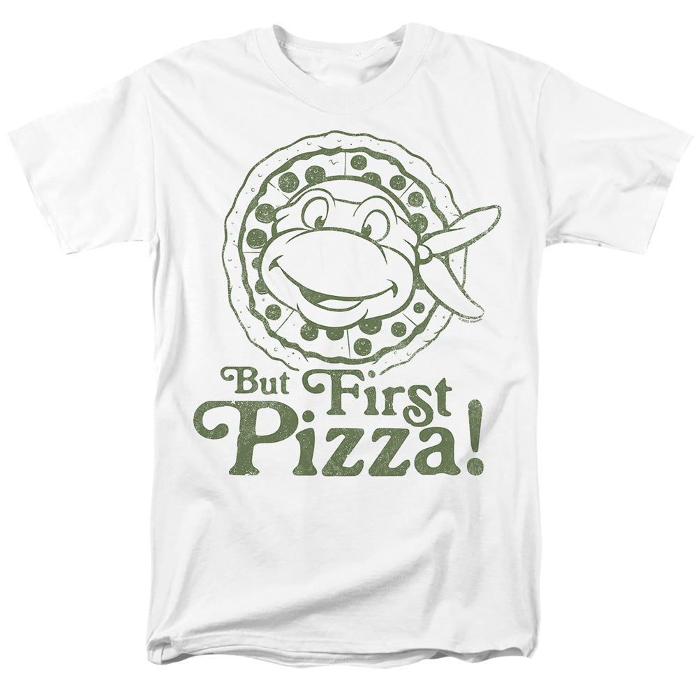 Teenage Mutant Ninja Turtles Tmnt But First Pizza Adult Unisex T-Shirt White