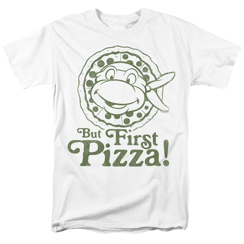 Teenage Mutant Ninja Turtles Tmnt But First Pizza Adult Unisex T-Shirt White