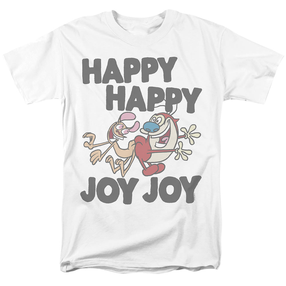 Ren And Stimpy - Happy Happy Joy Joy Pf - Adult Unisex T-Shirt - White