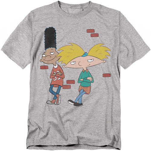 Hey Arnold - Arnold And Gerald Leaning - Adult Unisex T-Shirt - Gray