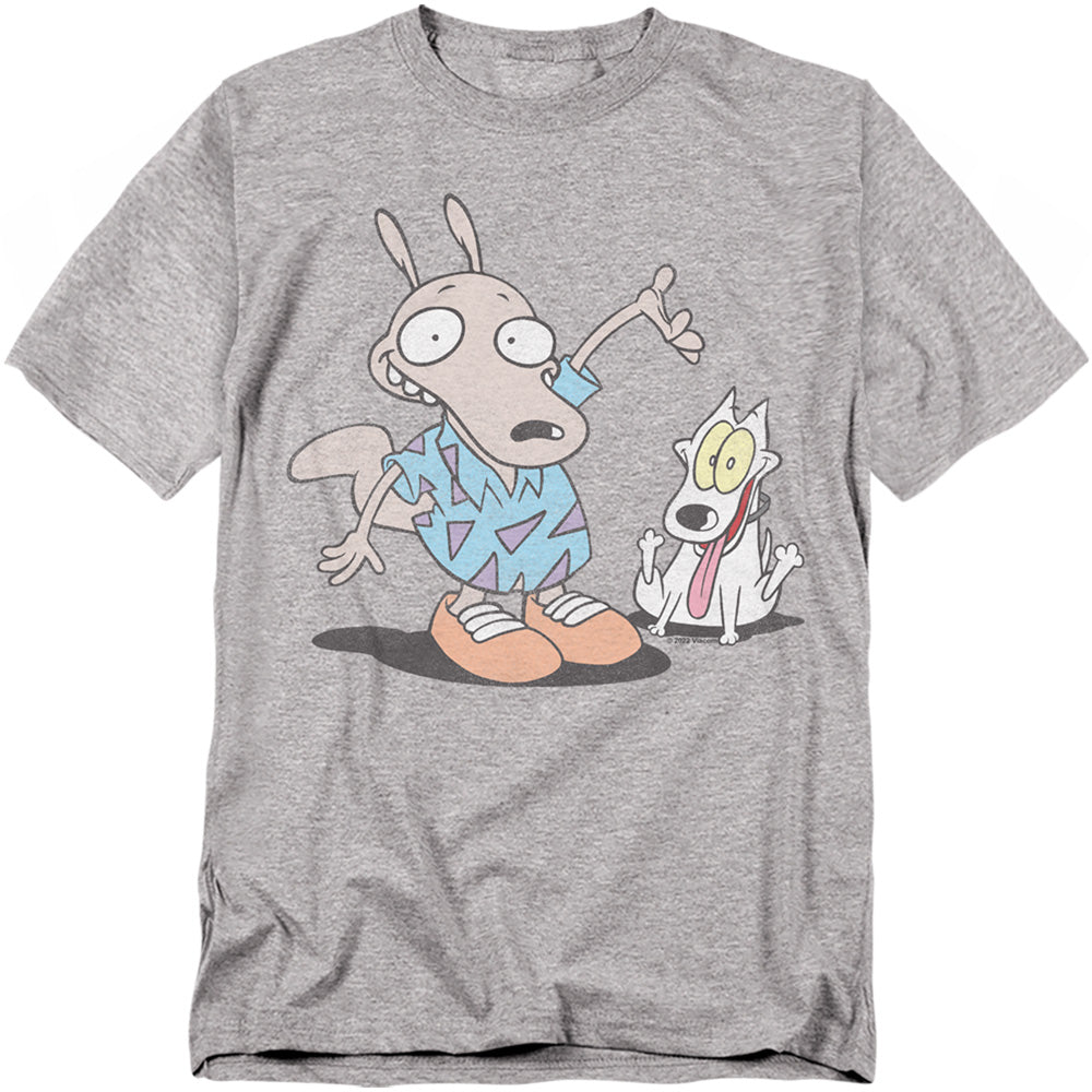 Rocko's Modern Life - Rocko And Spunky - Adult Unisex T-Shirt - Gray