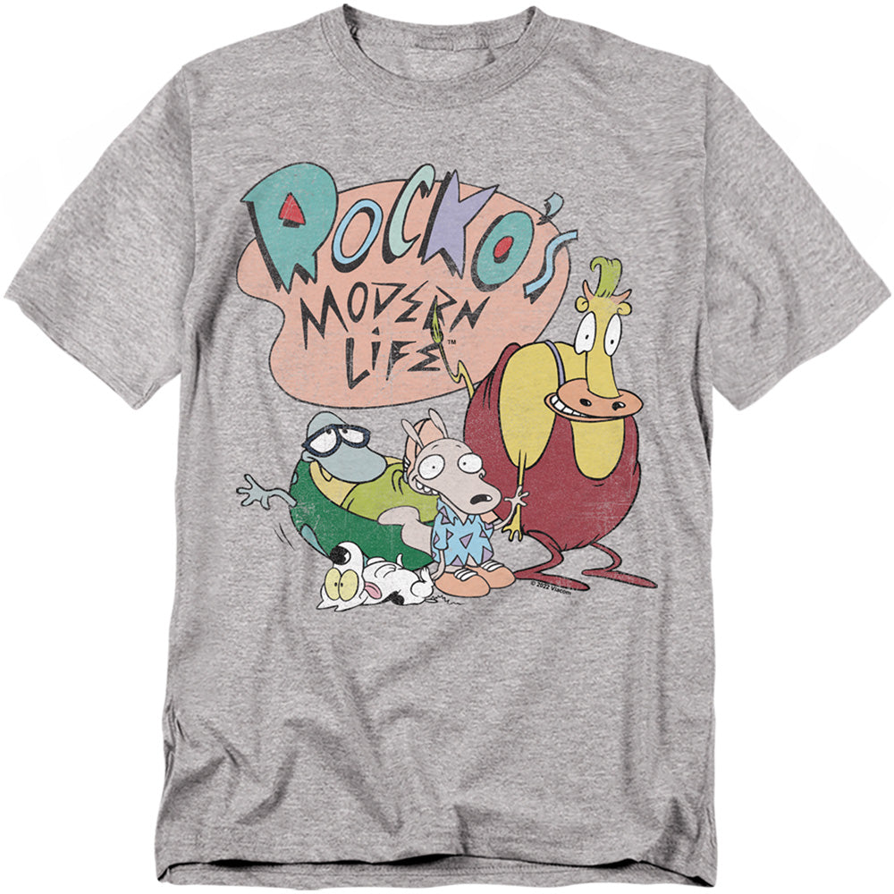Rocko's Modern Life Rocko's Modern Life Logo Group Adult Unisex T-Shirt Gray