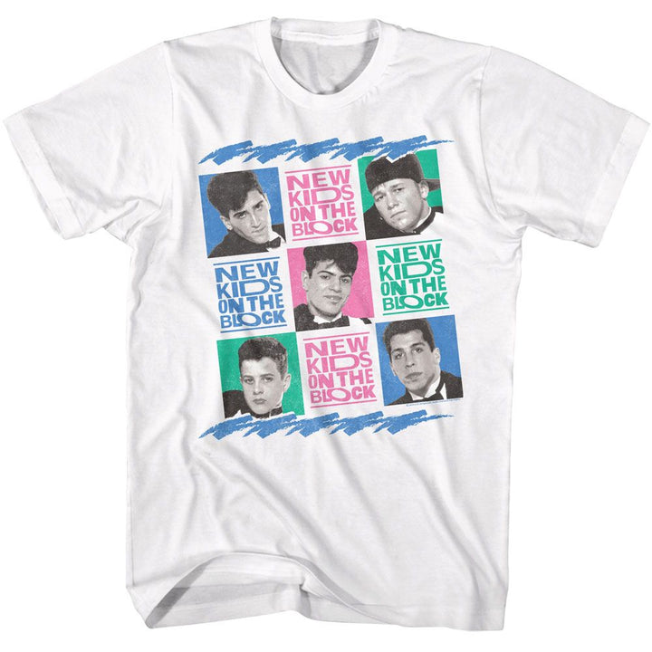 New Kids On The Block - Tricolor Squares - American Classics - Solid White Adult Short Sleeve T-Shirt