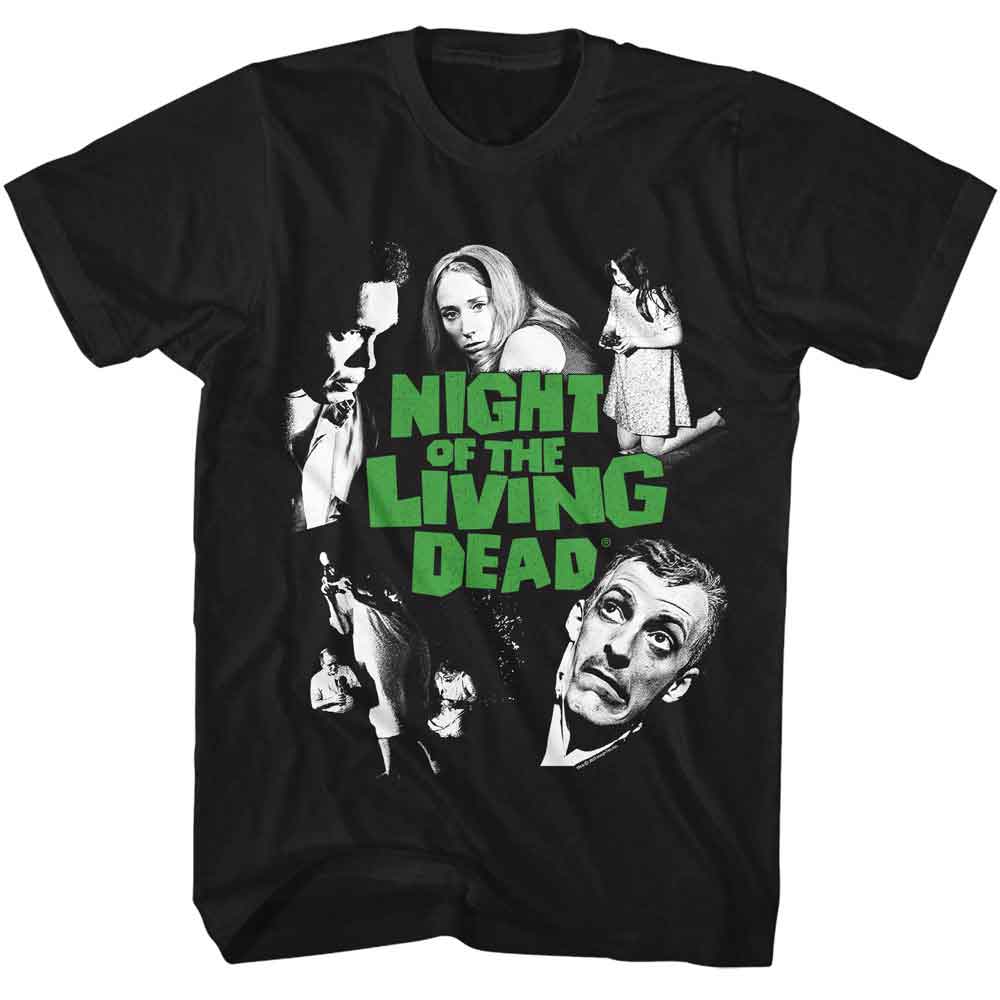 Night Of The Living Dead - Night Collage - Licensed Adult Unisex Short Sleeve T-Shirt - Black