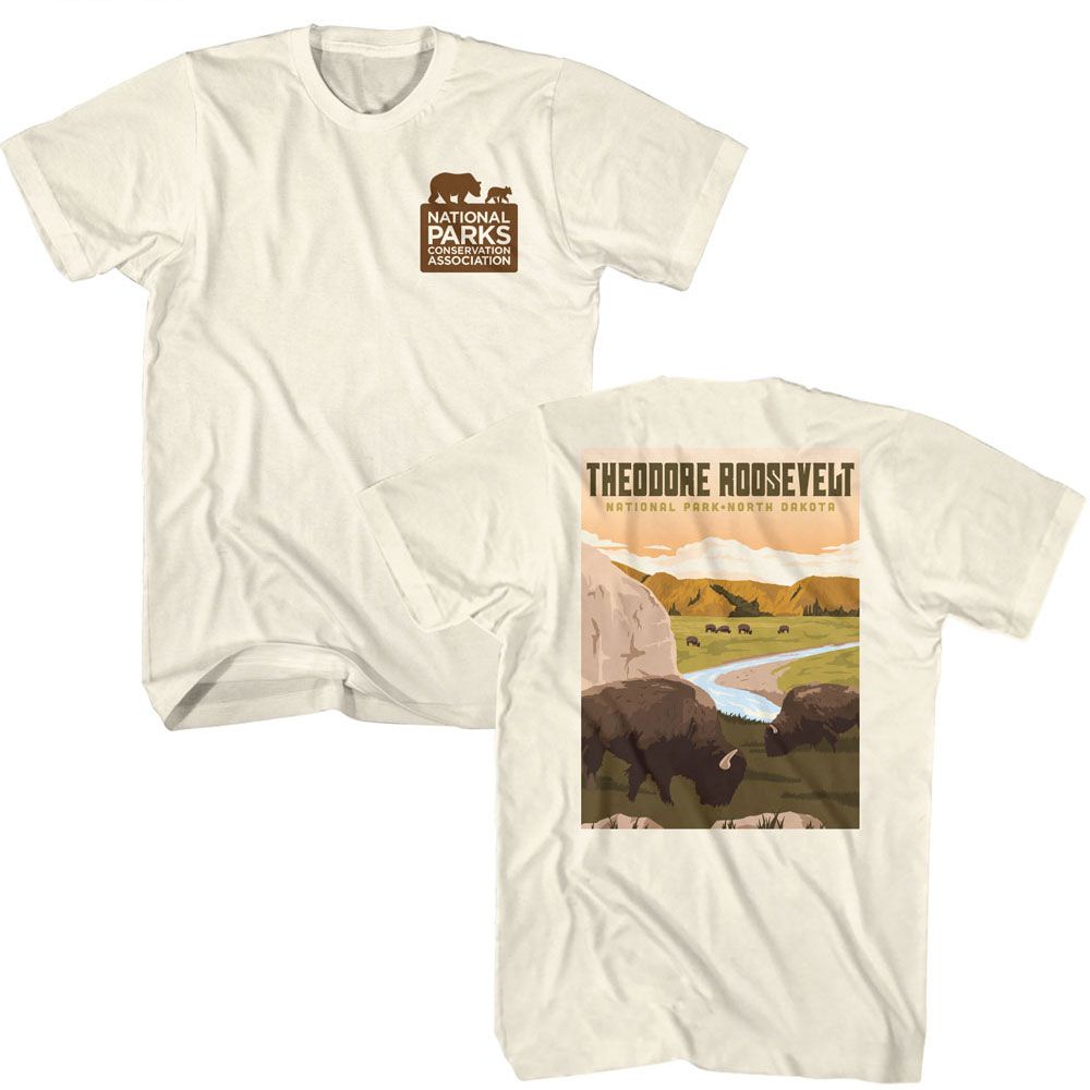 National Parks - Theodore Roosevelt Park - American Classics - Solid Off-White Adult Short Sleeve T-Shirt