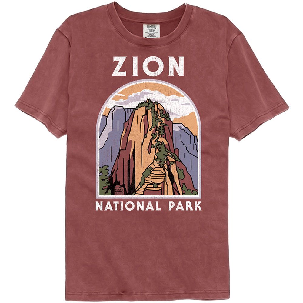 National Parks Zion Angels Landing Officially Licensed Adult Short Sleeve Comfort Color T-Shirt
