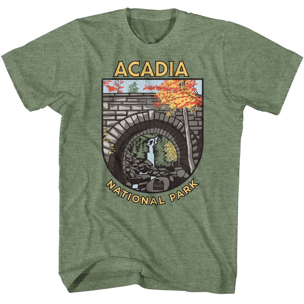 National Parks - Acadia - American Classics - Heather Green Adult Short Sleeve T-Shirt