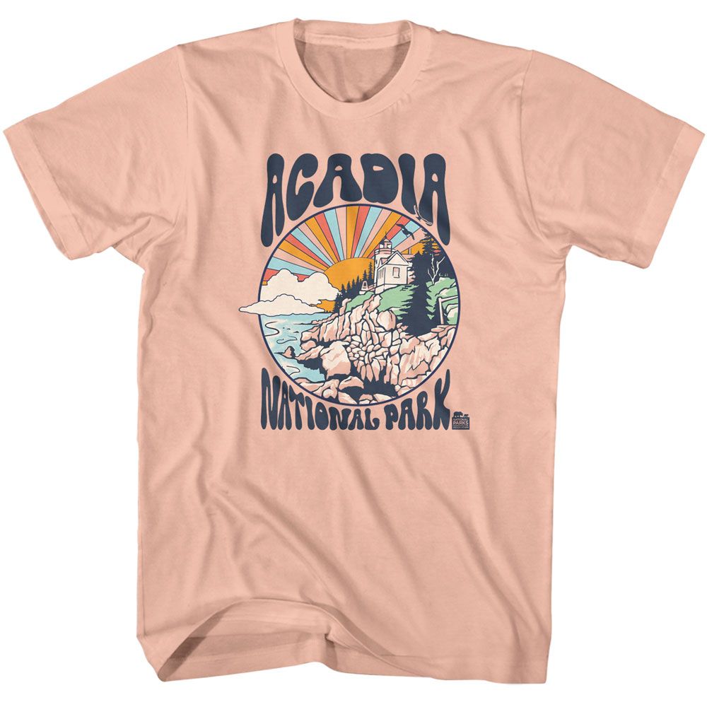 National Parks Acadia Colorful Sun Officially Licensed Adult Short Sleeve T-Shirt