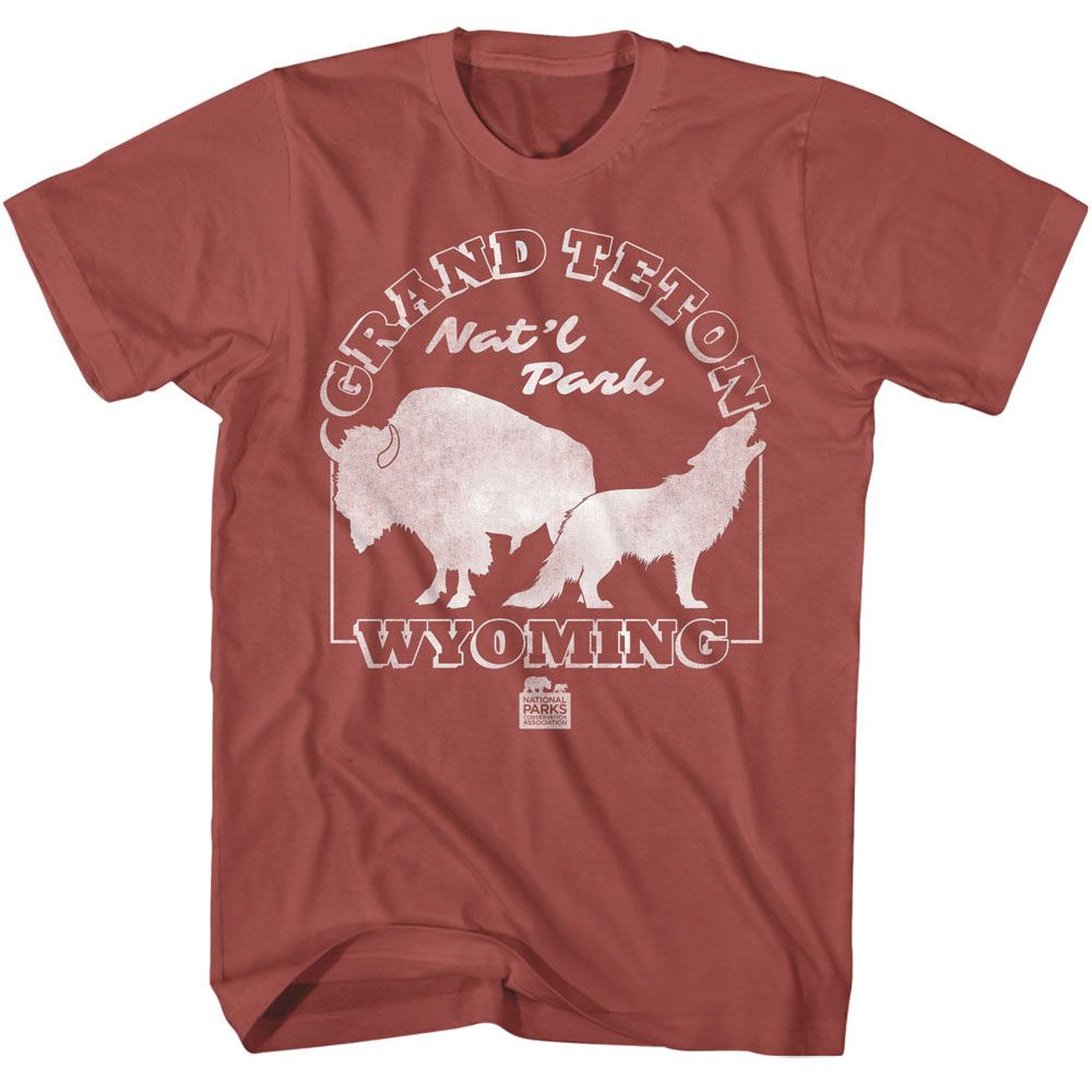 National Parks - Grand Teton - American Classics - Solid Red Adult Short Sleeve T-Shirt