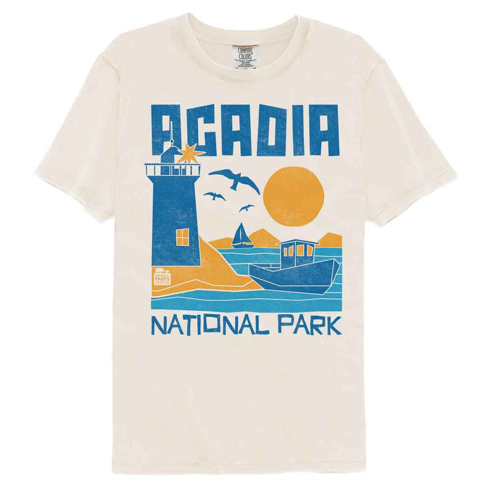 National Parks - Acadia Abbreviated - American Classics - Off-White Solid Adult Short Sleeve Comfort Color T-Shirt