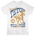 National Parks - Teton Wild And Free - Front Print Adult Short Sleeve Solid T-Shirt - White