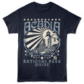 National Parks - Acadia Shining Lighthouse - Front Print Adult Short Sleeve Solid T-Shirt - Navy