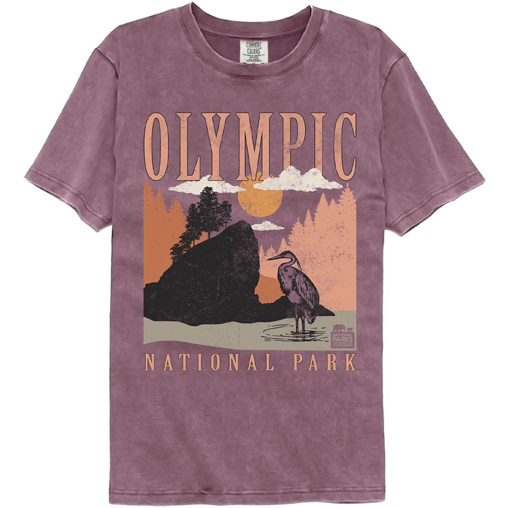 National Parks Olympic Minimalist Landscape Officially Licensed Adult Short Sleeve Comfort Color T-Shirt