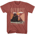 National Parks - Olympic Minimalist Landscape - American Classics - Solid Red Adult Short Sleeve T-Shirt