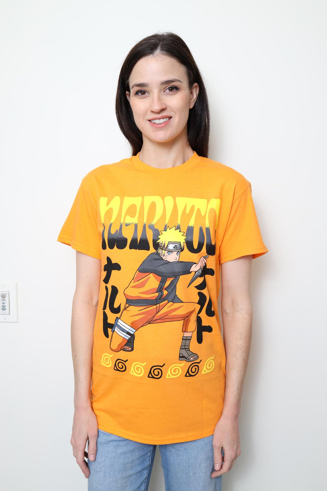 Naruto Shippuden Kneeling Naruto With Kunai Adult T-Shirt