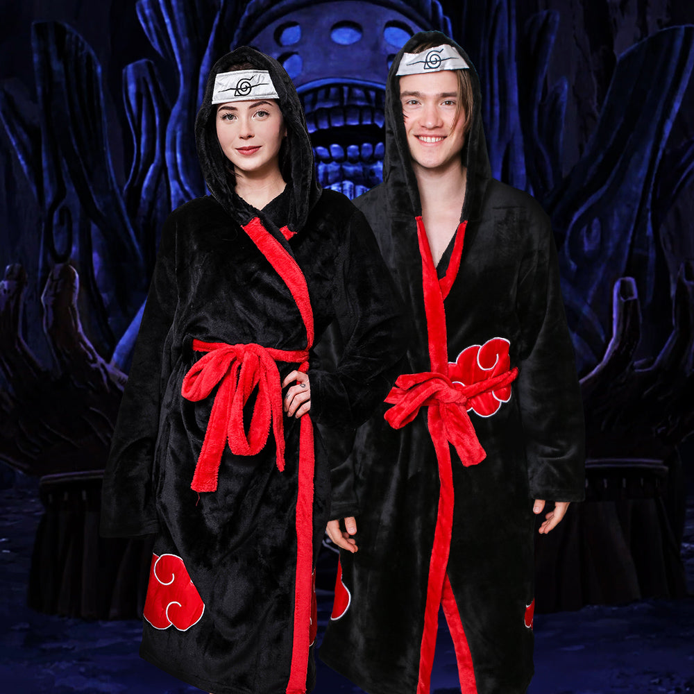 Naruto Shippuden Akatsuki Costume Bath Robe Fleece Anime Bathrobe