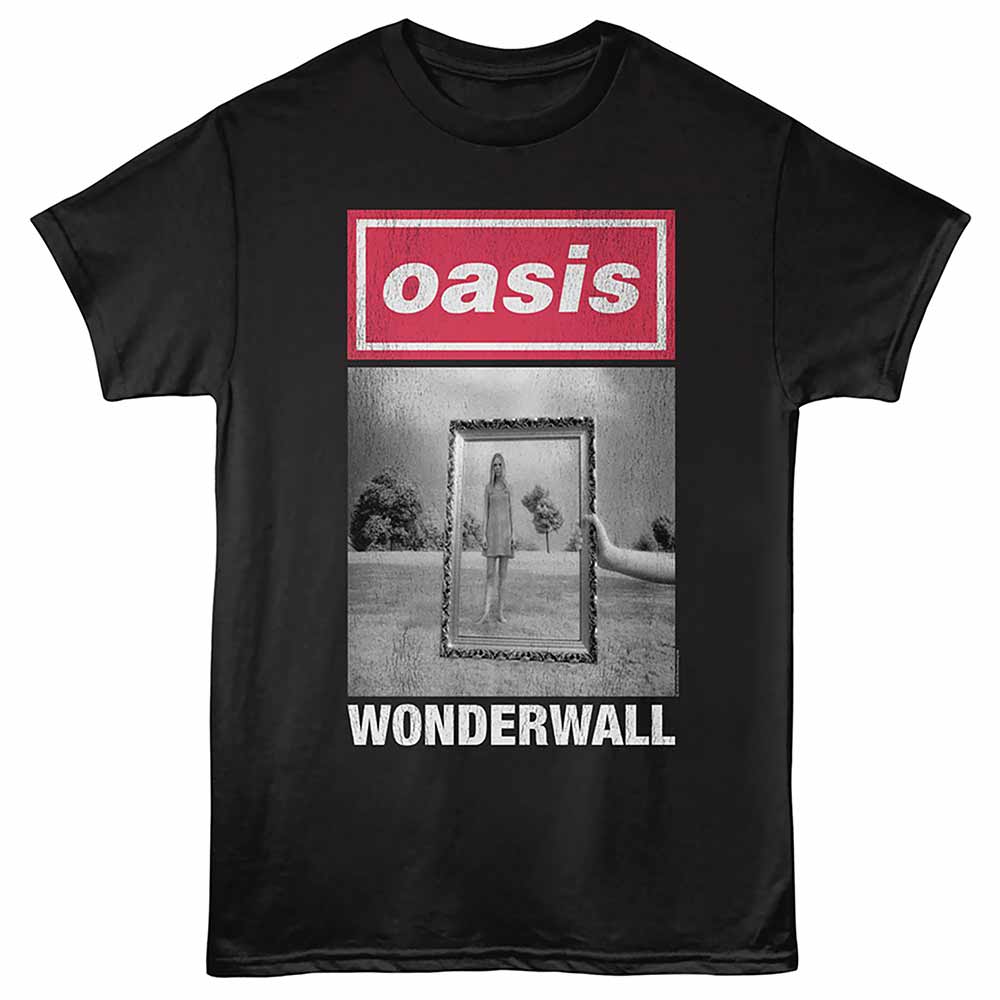 Oasis - Wonderwall - Front Print Adult Short Sleeve Solid T-Shirt - Black
