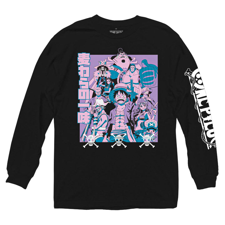 One Piece - Purple and Blue Group Adult Long Sleeve T-Shirt - Black - Officially Licensed