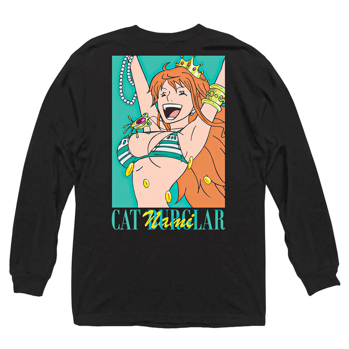 One Piece - Nami Cat Burglar Rectangle Adult Long Sleeve T-Shirt - Black - Officially Licensed