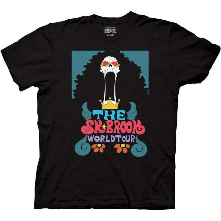 One Piece - Brook World Tour Adult T-Shirt - Black - Officially Licensed