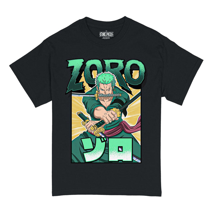 One Piece - Roronoa Zoro Three-Sword Style Adult T-Shirt - Black - Officially Licensed