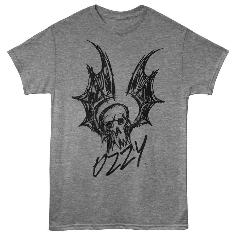 Ozzy Osbourne - Bat Skull - Adult Short Sleeve T-Shirt - Graphite Heather