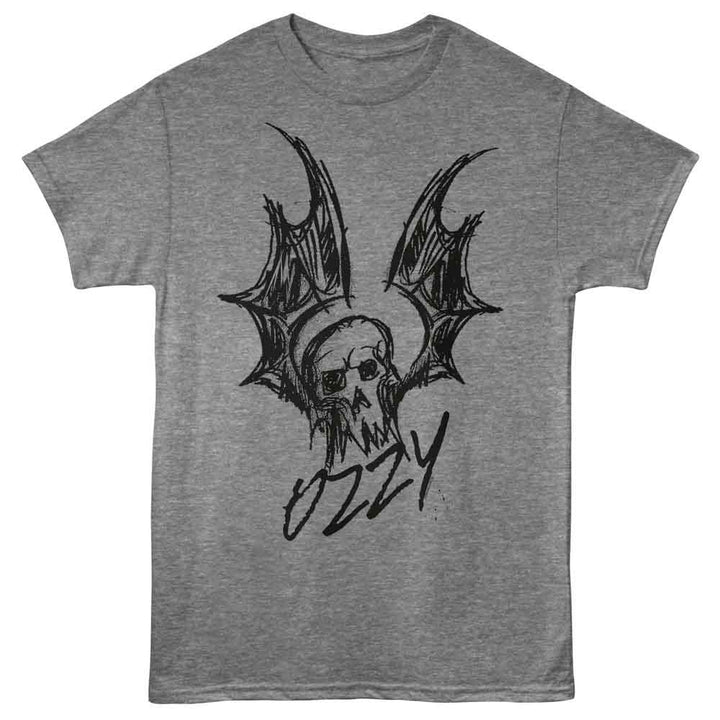 Ozzy Osbourne - Bat Skull - Adult Short Sleeve T-Shirt - Graphite Heather