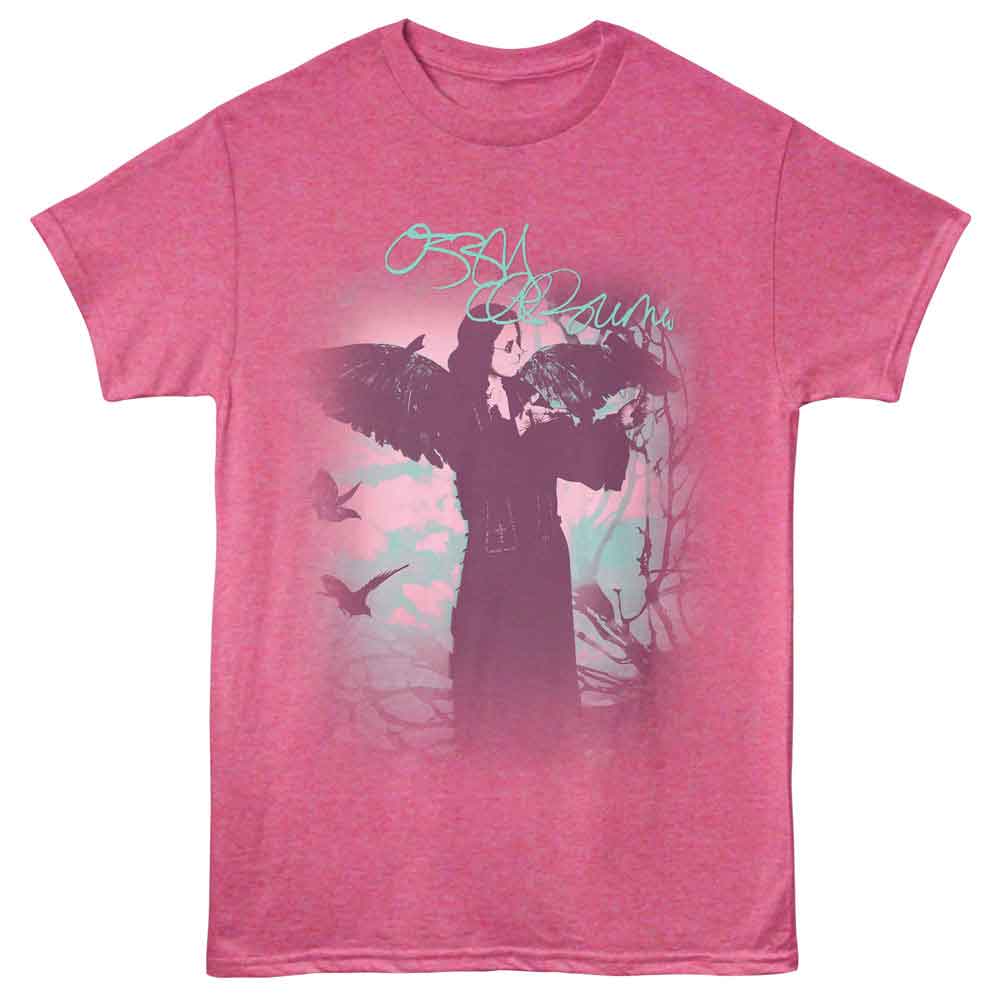 Ozzy Osbourne - With Wings - Heather Pink Front Print Adult Short Sleeve T-Shirt