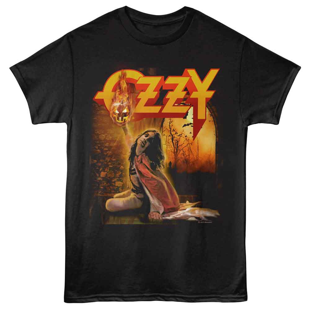 Ozzy Osbourne - Blizzard Jack O Lantern - Solid Black Front Print Adult Short Sleeve T-Shirt