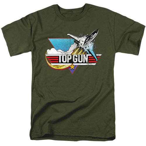 Top Gun - Distressed Logo - Adult Unisex Short Sleeve T-Shirt - Green