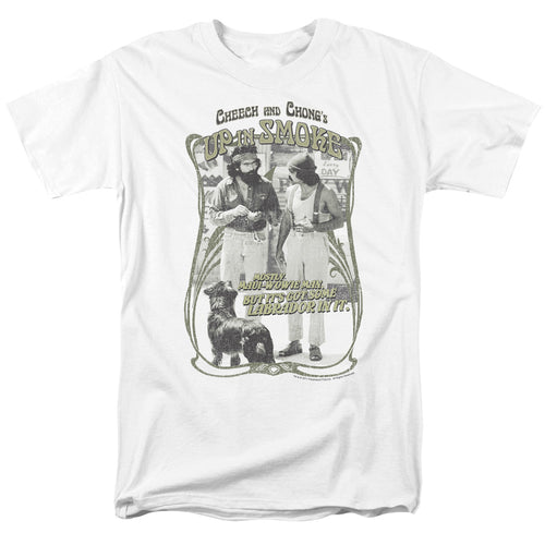 Up In Smoke - Labrador - Adult Unisex Short Sleeve T-Shirt - White