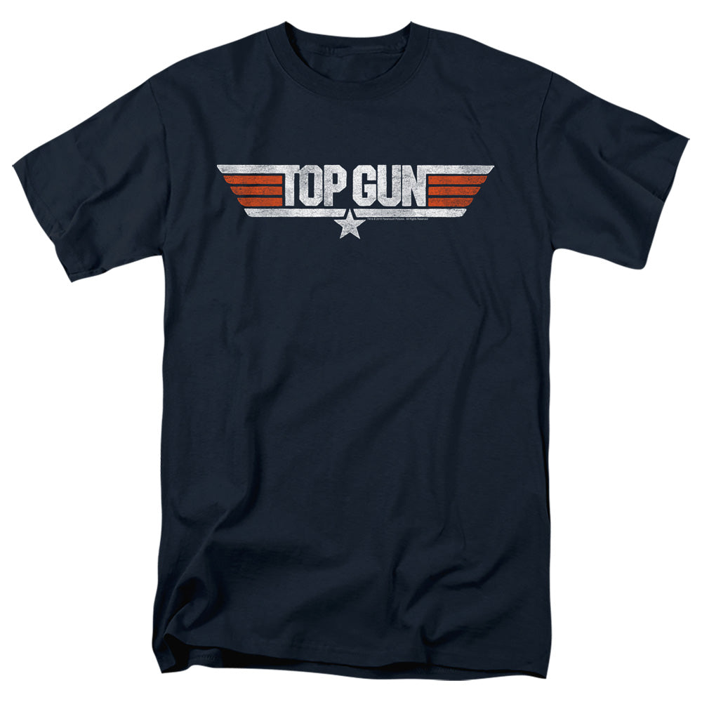 Top Gun - Distressed Logo - Adult Unisex Short Sleeve T-Shirt - Blue
