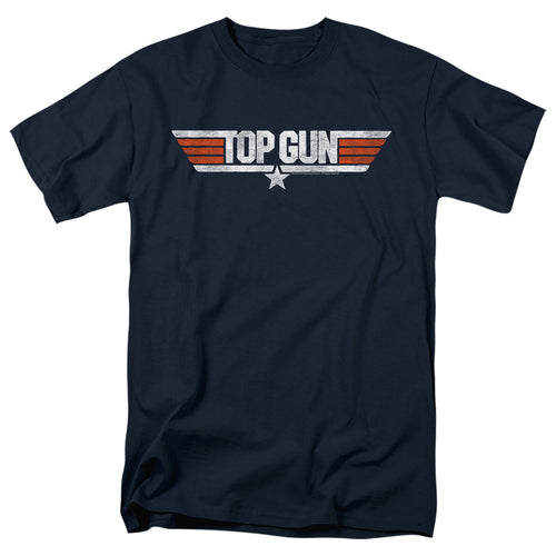 Top Gun - Distressed Logo - Adult Unisex Short Sleeve T-Shirt - Blue