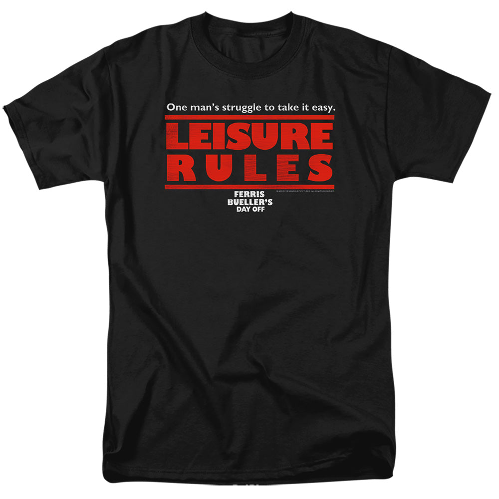 Ferris Bueller's Day Off - Leisure Rules - Adult Unisex T-Shirt - Black