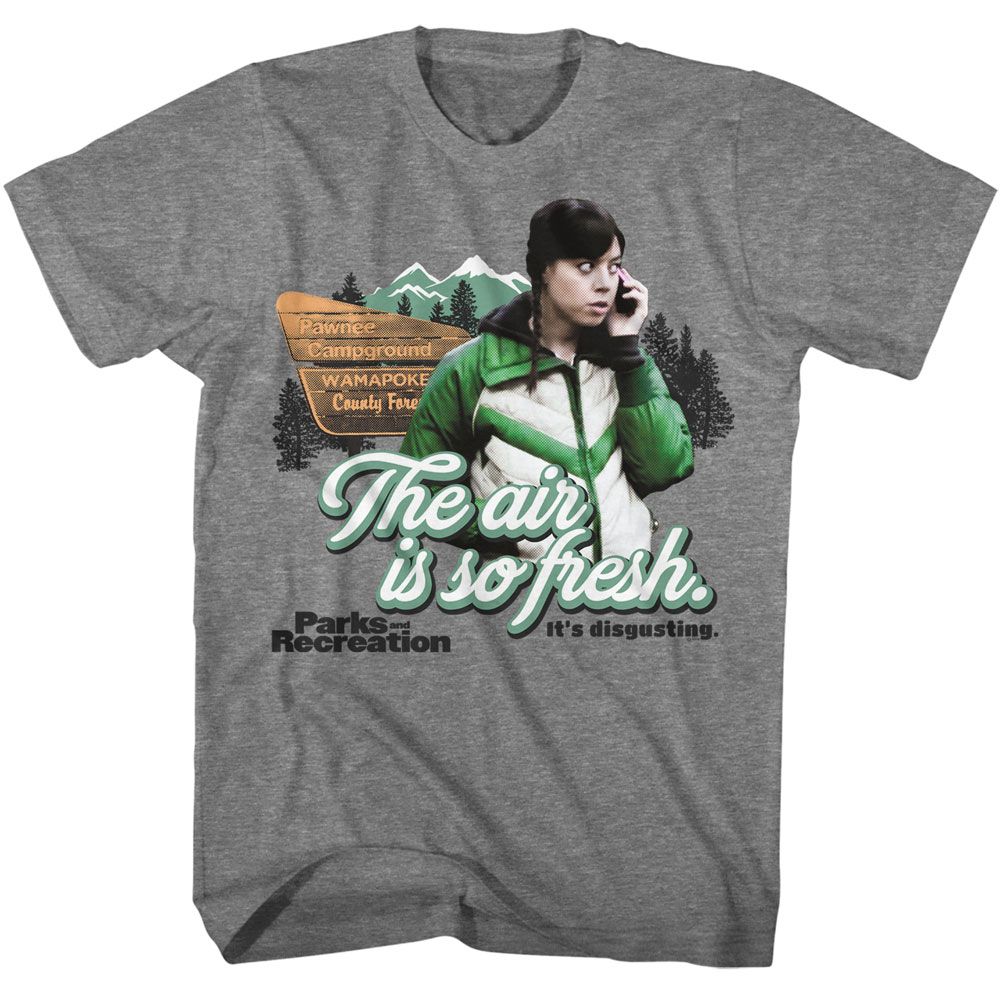 Parks And Recreation - The Air Is So Fresh - American Classics - Solid Gray Adult Short Sleeve T-Shirt