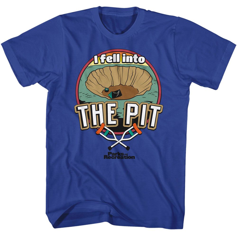 Parks And Recreation - I Fell Into The Pit - American Classics - Solid Blue Adult Short Sleeve T-Shirt