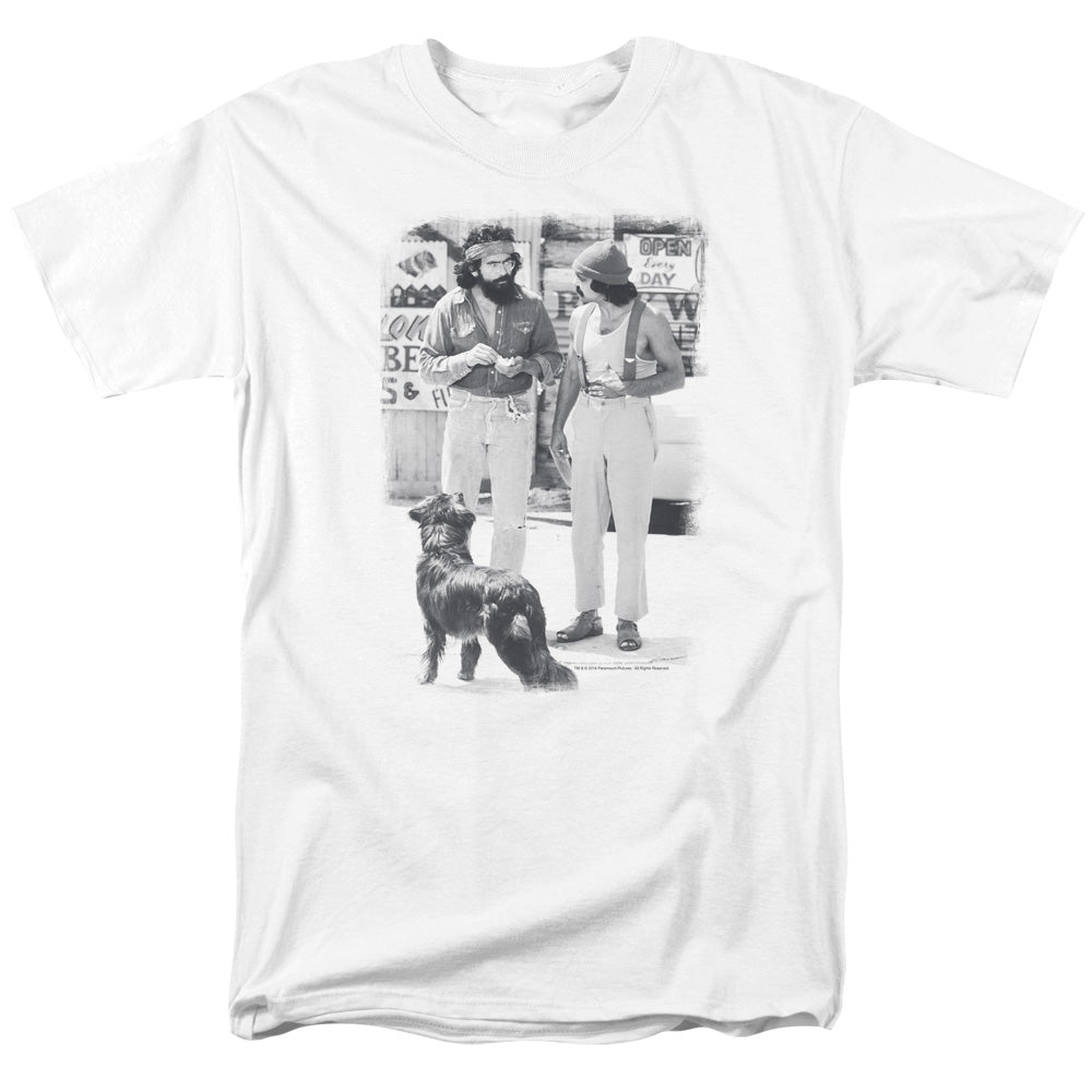 Up In Smoke - Cheech Chong Dog - Adult Unisex Short Sleeve T-Shirt - White