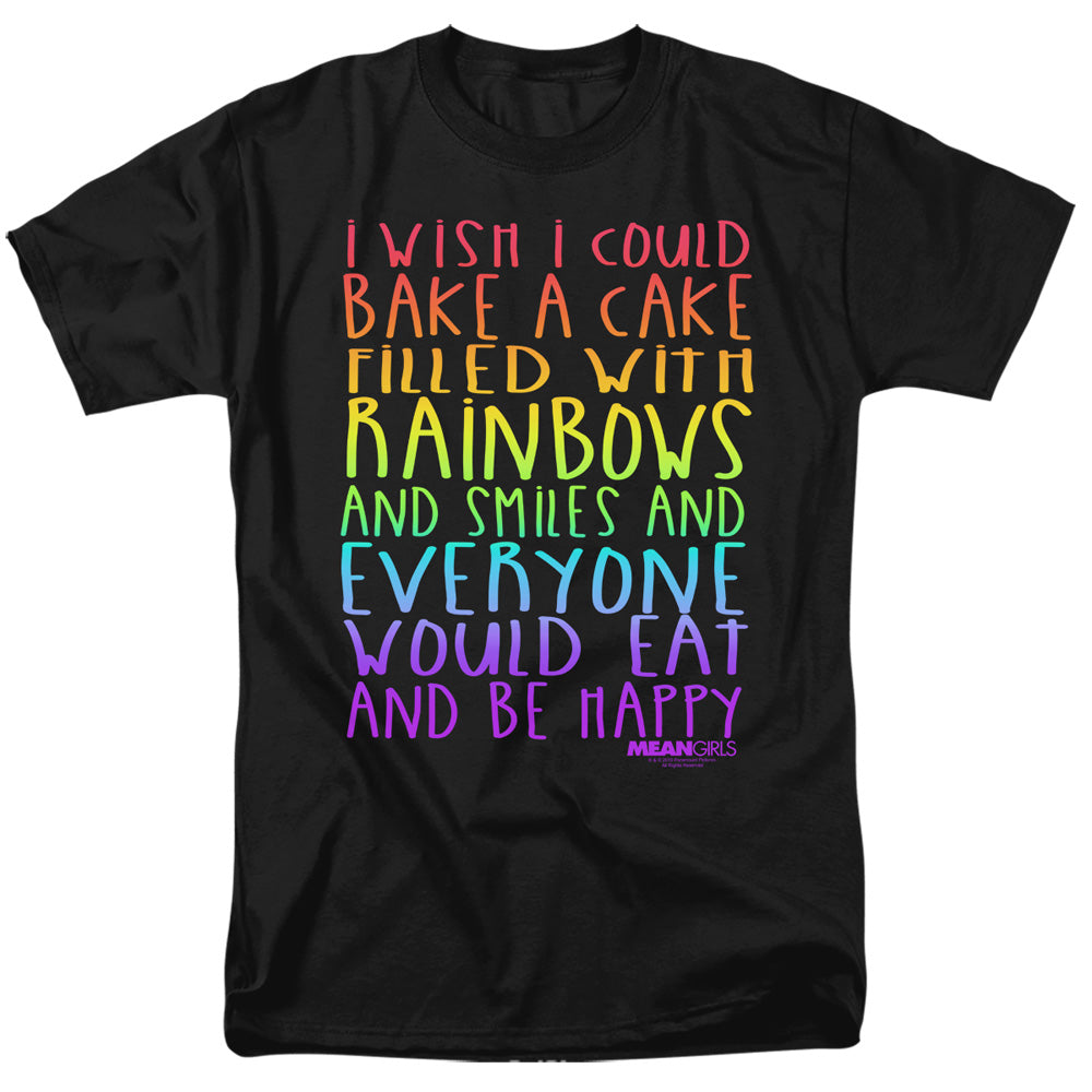 Mean Girls - Rainbows And Cake - Adult Unisex Short Sleeve T-Shirt - Black