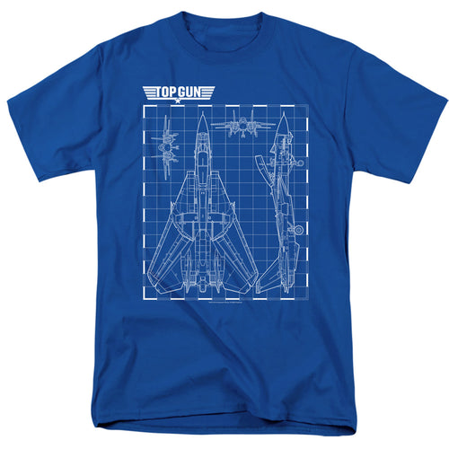 Top Gun - Schematic - Adult Unisex Short Sleeve T-Shirt - Blue