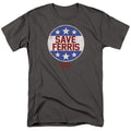 Ferris Bueller's Day Off - Save Ferris Badge - Adult Unisex T-Shirt - Gray