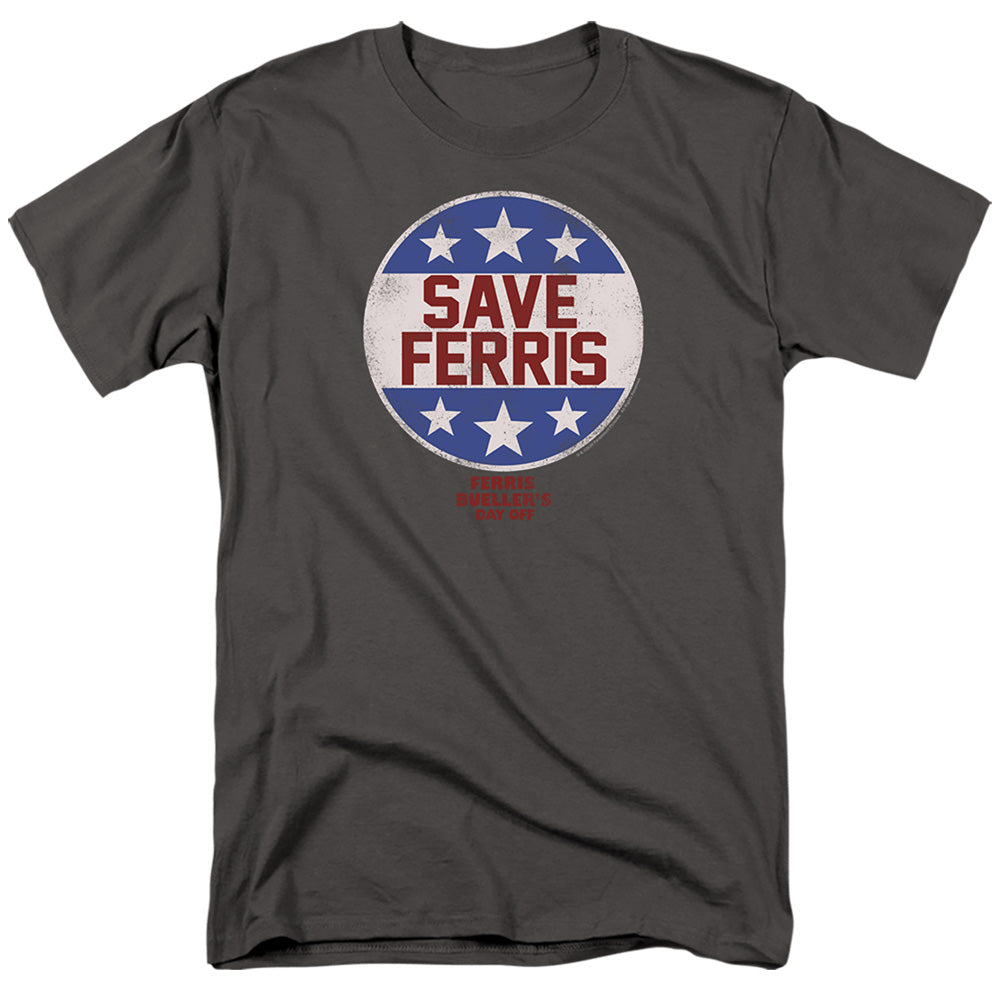 Ferris Bueller's Day Off - Save Ferris Badge - Adult Unisex T-Shirt - Gray