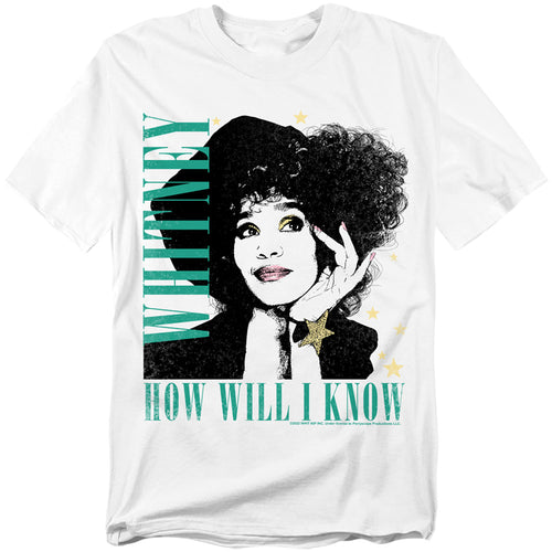 Whitney Houston - How Will I Know - Adult Unisex Short Sleeve T-Shirt - White