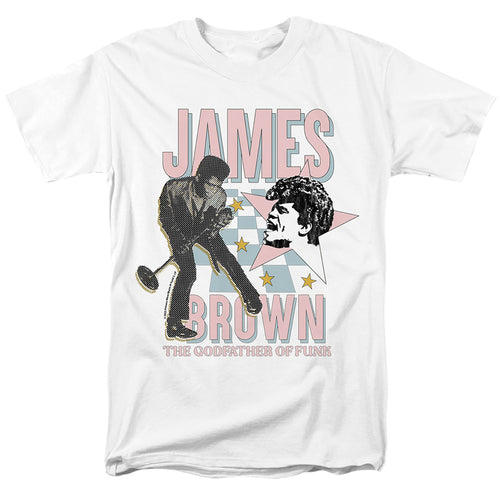 James Brown - Funky Mic - Adult Unisex Short Sleeve T-Shirt - White
