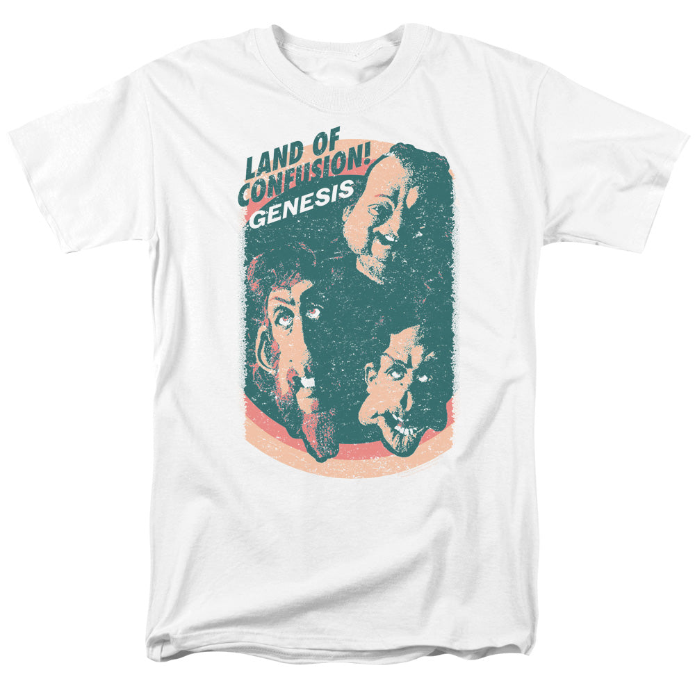 Genesis - Land Of Confusion - Adult Unisex Short Sleeve T-Shirt - White