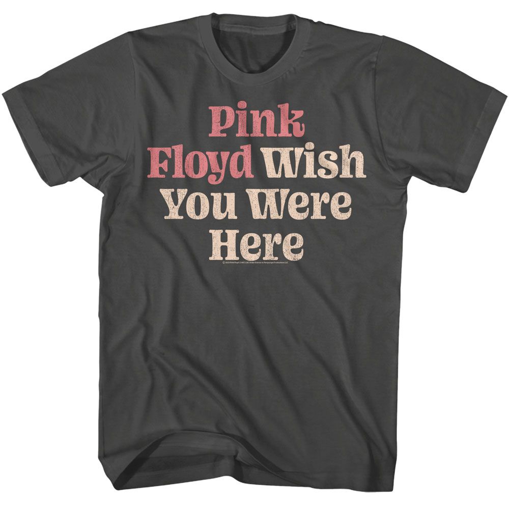 Pink Floyd - Wish You Were Here Text - American Classics - Solid Gray Adult Short Sleeve T-Shirt