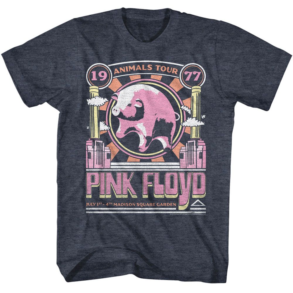 Pink Floyd - Animals Tour 1977 - American Classics - Heather Blue Adult Short Sleeve T-Shirt