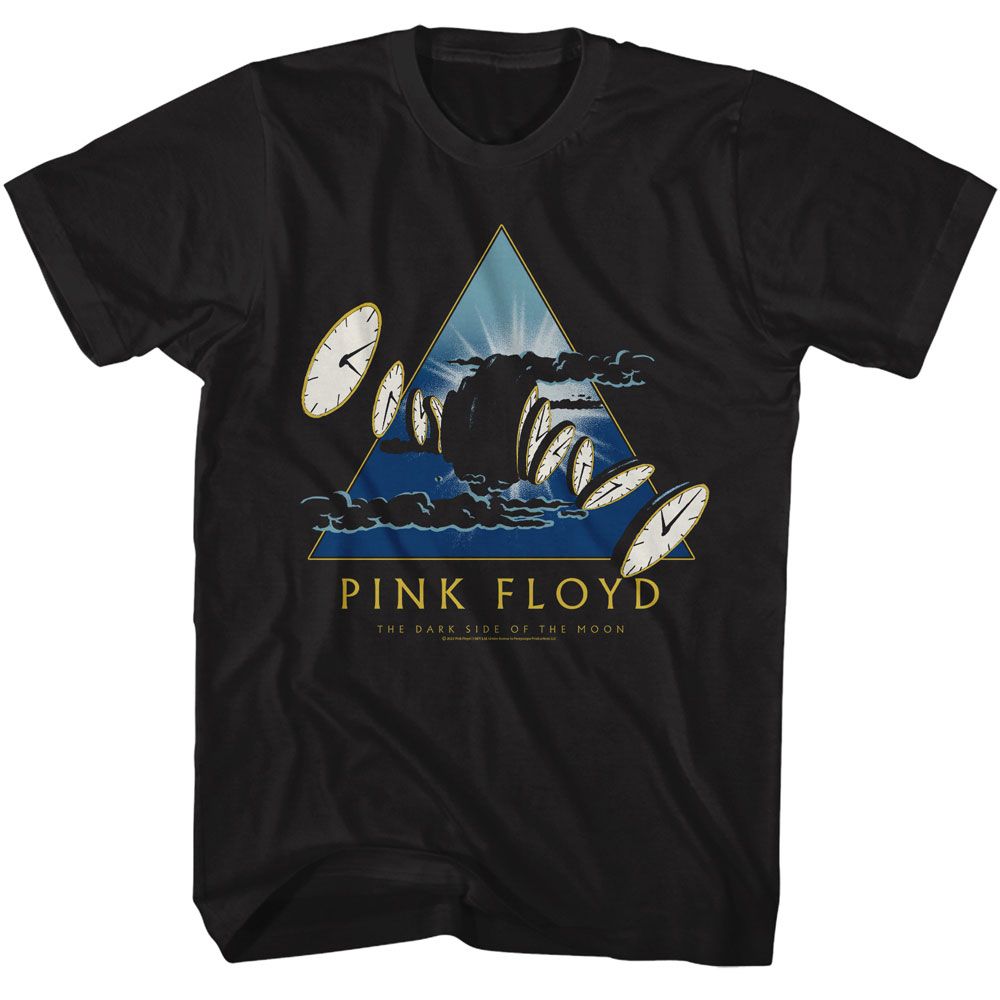 Pink Floyd - Melting Clock - American Classics - Solid Black Adult Short Sleeve T-Shirt