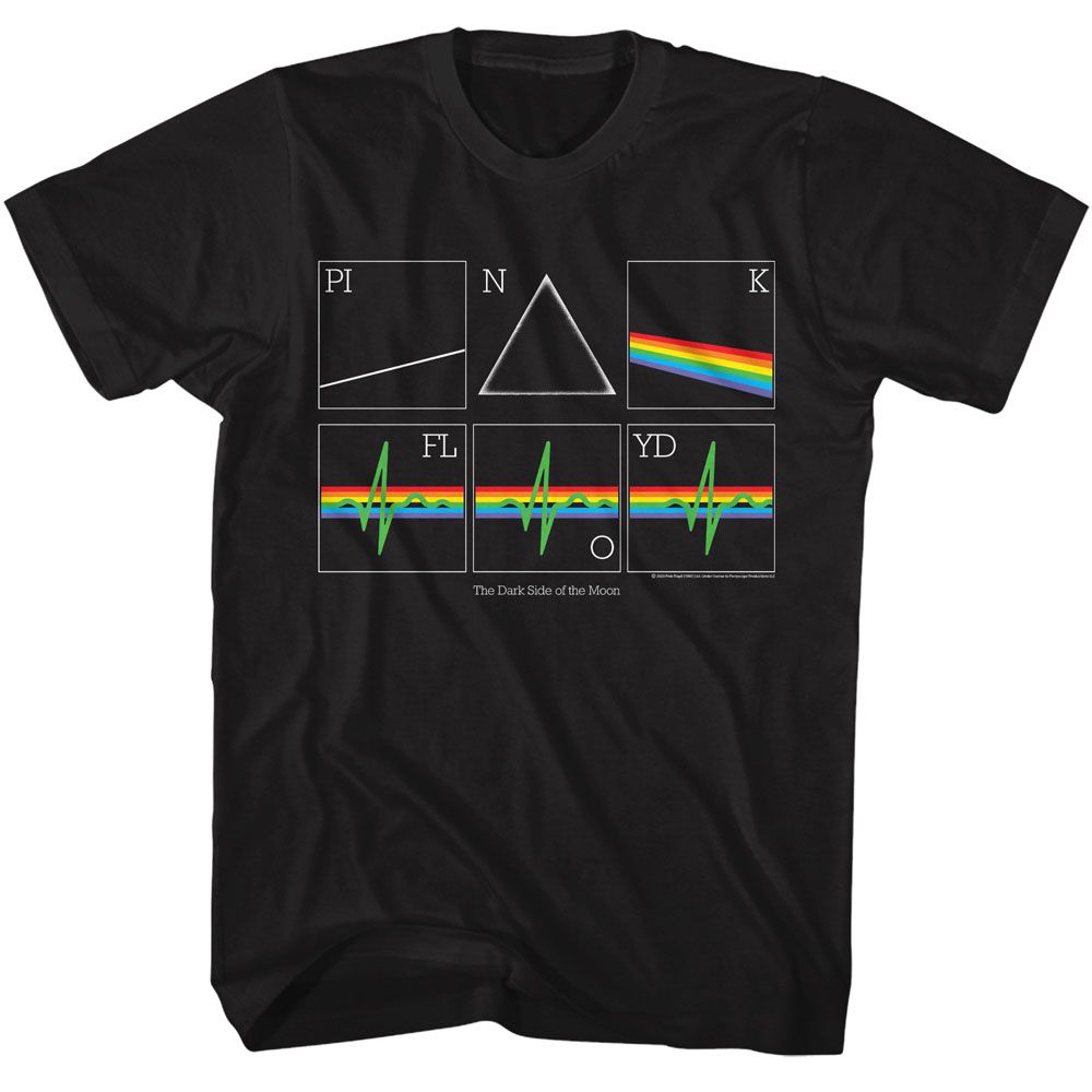 Pink Floyd - Dark Side Of The Moon Heartbeat Prism - American Classics - Solid Black Adult Short Sleeve T-Shirt