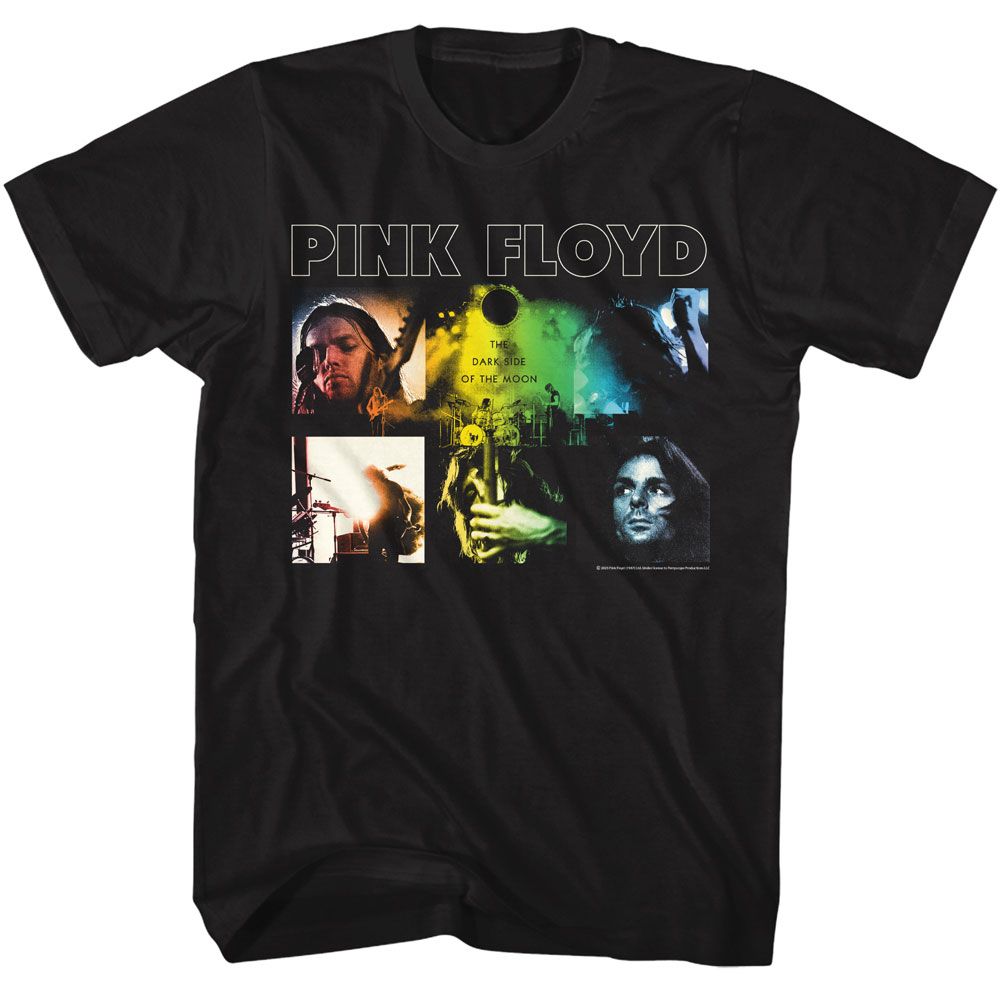 Pink Floyd - Dark Side Of The Moon Band Photos - American Classics - Solid Black Adult Short Sleeve T-Shirt